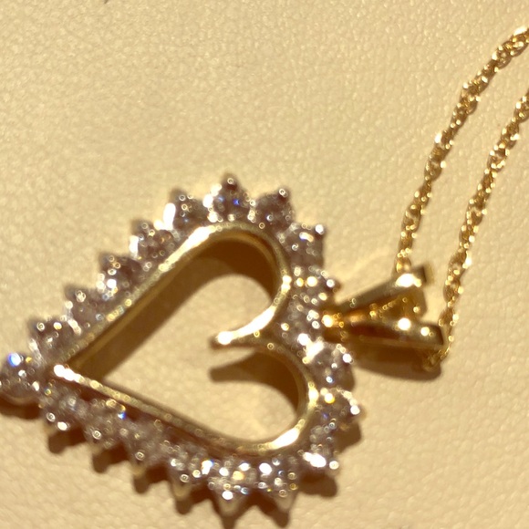 10k gold heart necklace with .70 dia. - Picture 2 of 3